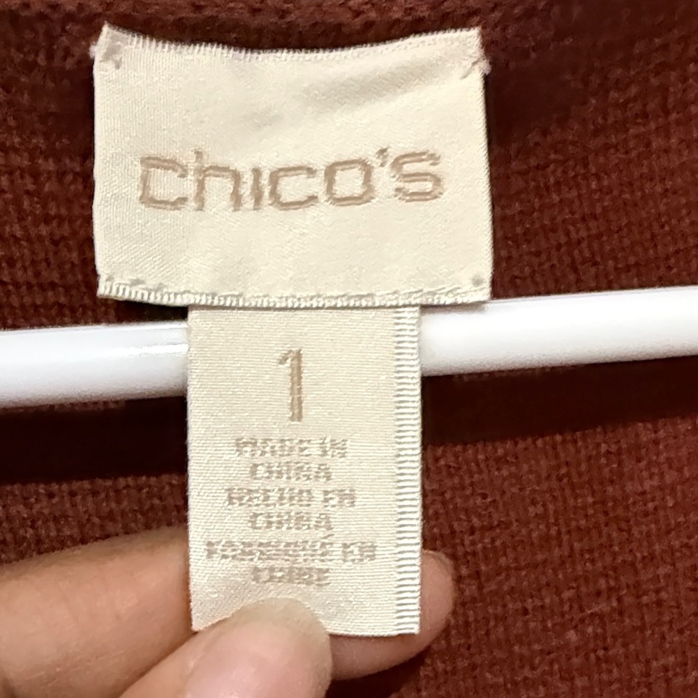 Chico's Rich Brown Cardigan with Beaded Detail long gorgeous - Picture 4 of 9